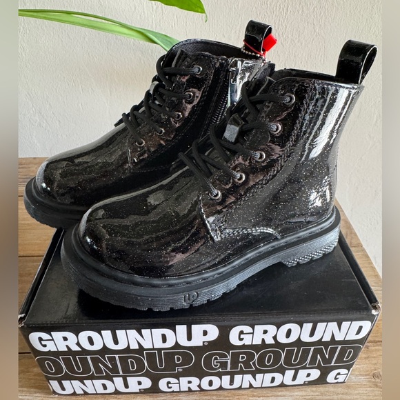 Ground Up Other - Ground up Toddler Lace-Up side zipper Black glitter combat Boots size 9